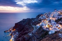 Dusk overlooking Amoudi Bay from Oia Santorini, Greece Dusk overlooking Amoudi Bay from Oia Santorini, Greece